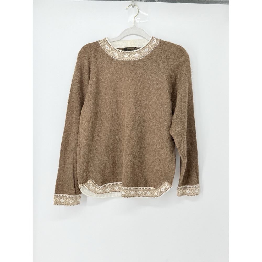 Peruvian Alpaca Cropped Granola Southwestern Sweater Academia Crewneck Size M